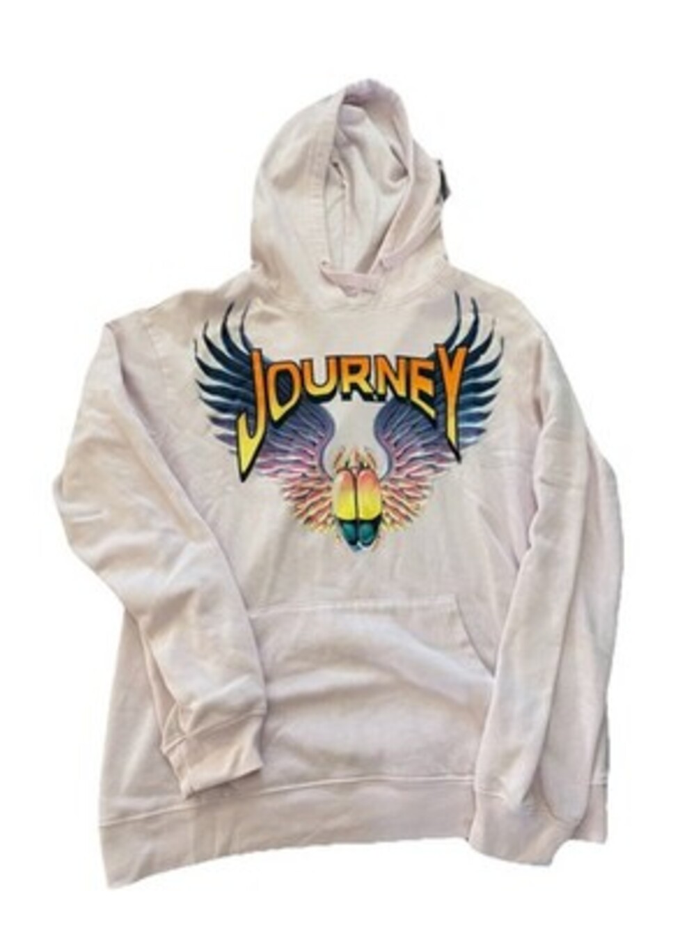 Journey Rock Band Logo Pink Hooded Sweatshirt Hoodie Womens Size Med Retro Wings